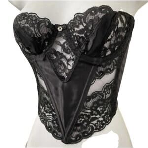 Vintage Christian Dior Black Lace Bustier Top Corset Fairy Boudoir Y2K Size 36C